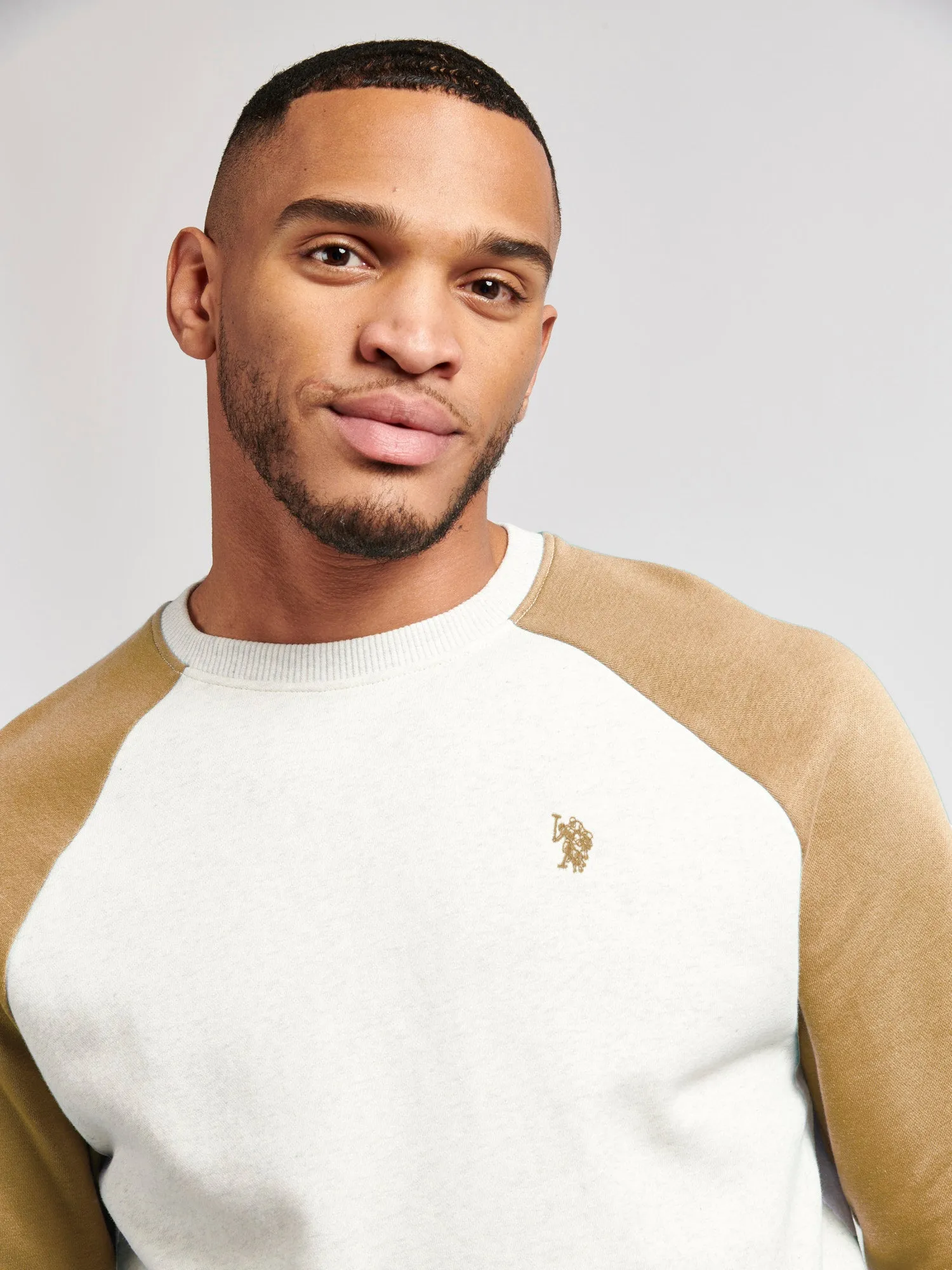 Mens Colour Block Sweatshirt in Tigers Eye