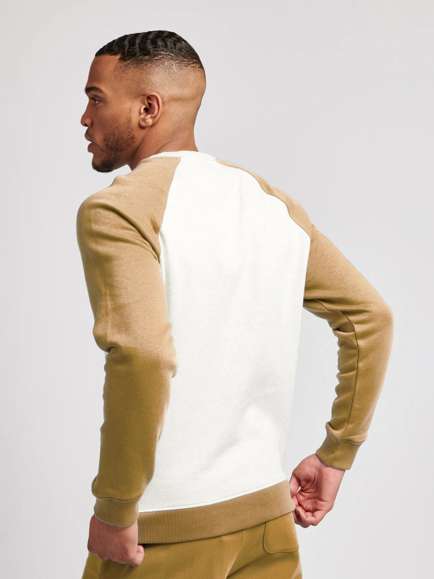 Mens Colour Block Sweatshirt in Tigers Eye