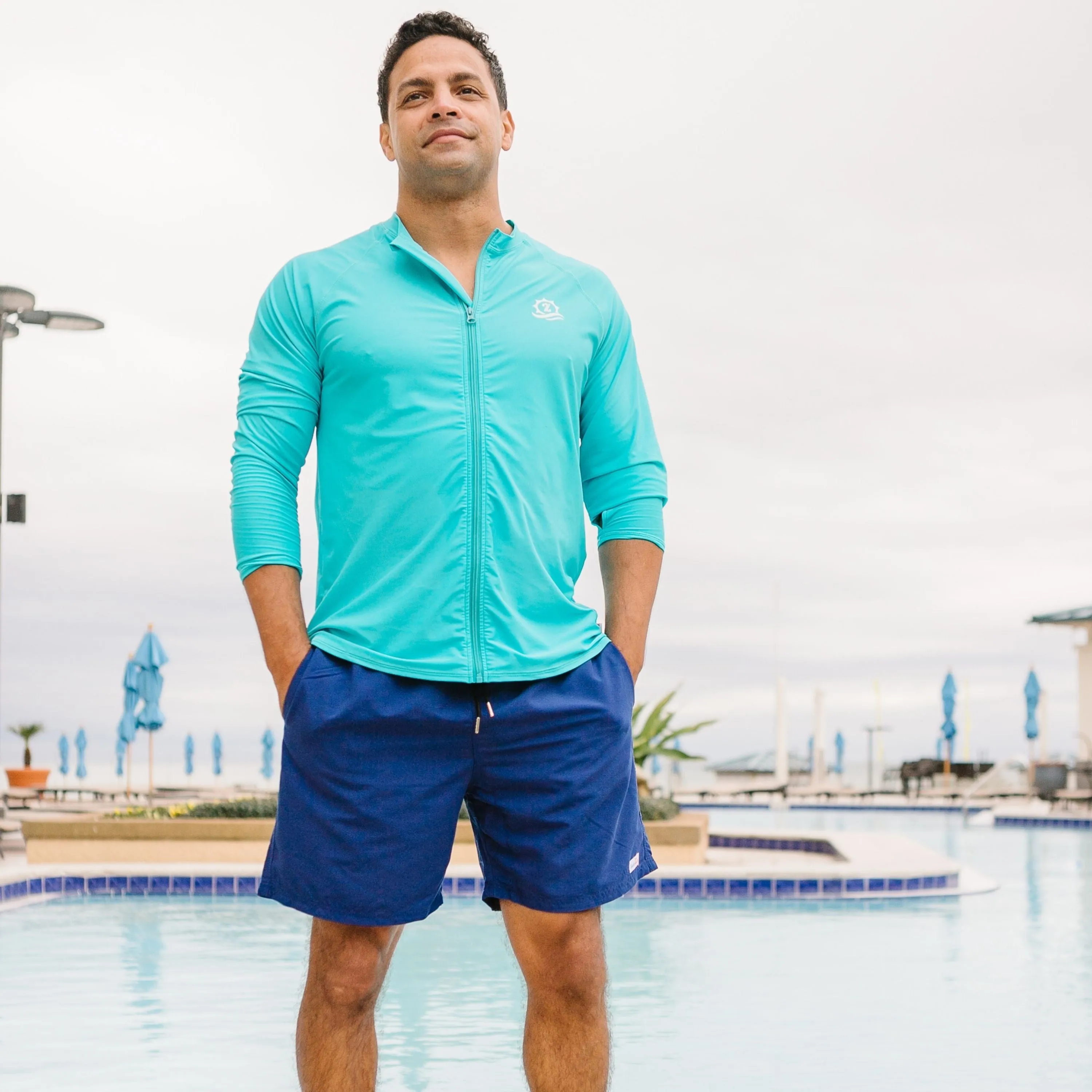 Men's Long Sleeve Rash Guard | “Scuba Blue”