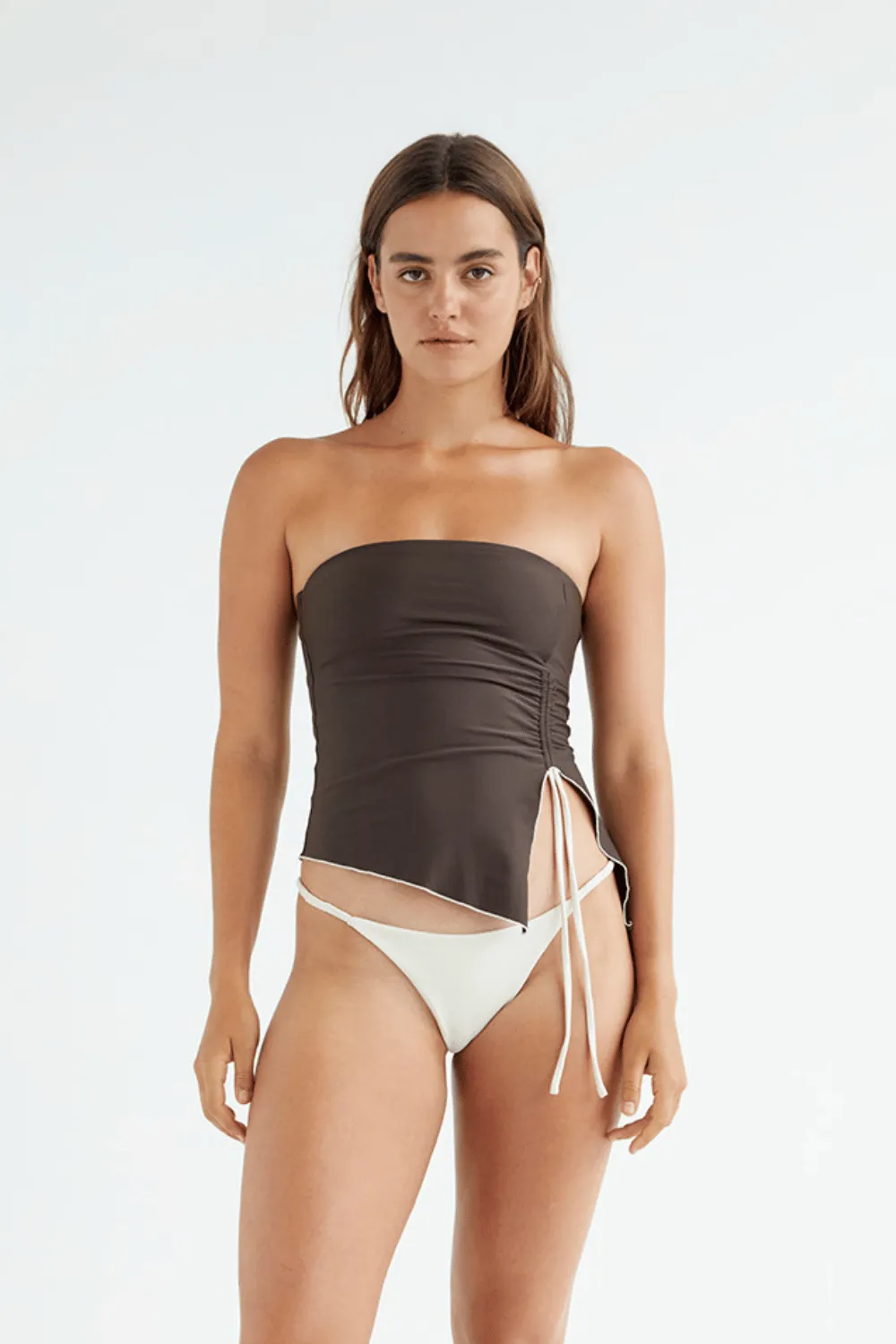 Mia Top | Brown/Cream