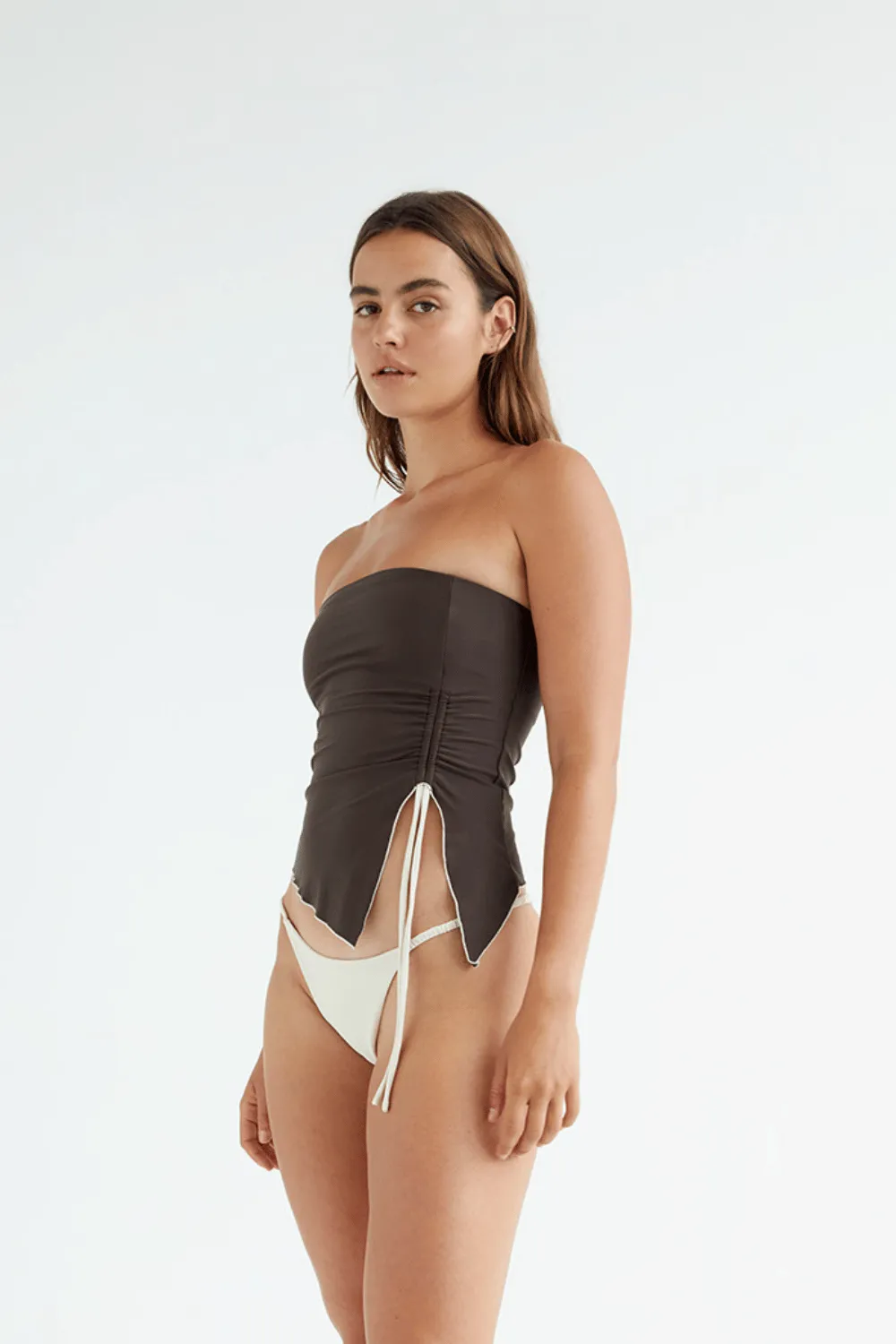 Mia Top | Brown/Cream