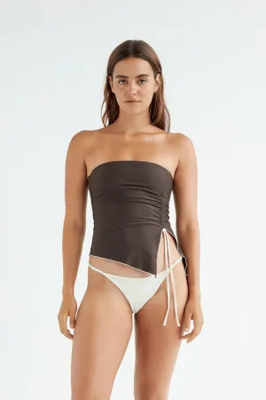 Mia Top | Brown/Cream