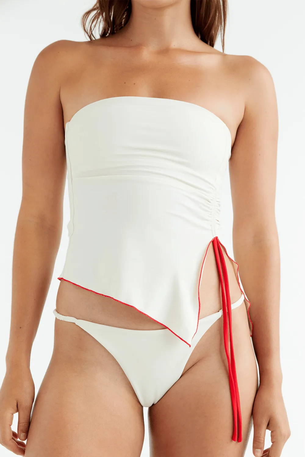 Mia Top | Cream/Red