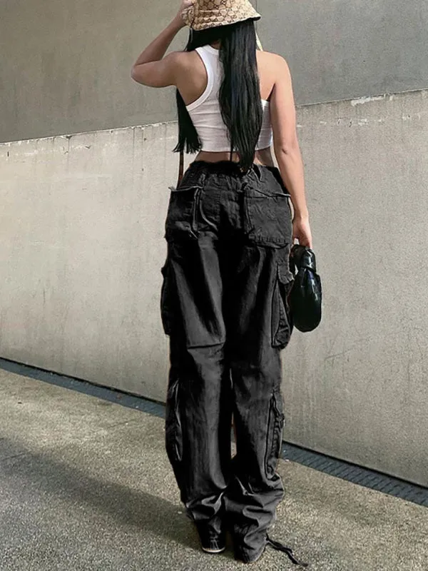 Molly Women's Straight High Waist Loose Wide Leg Retro Daddy Cargo Pants