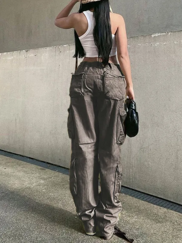 Molly Women's Straight High Waist Loose Wide Leg Retro Daddy Cargo Pants