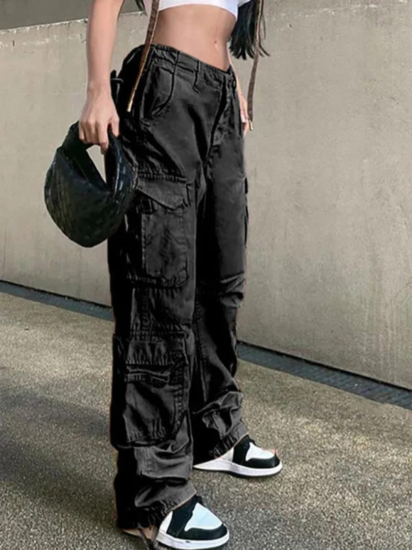 Molly Women's Straight High Waist Loose Wide Leg Retro Daddy Cargo Pants