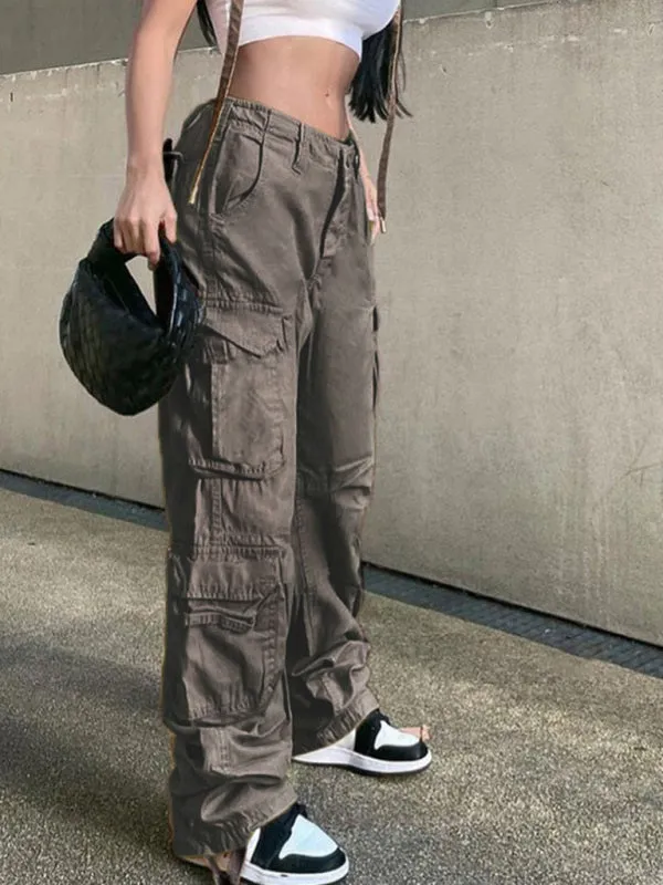 Molly Women's Straight High Waist Loose Wide Leg Retro Daddy Cargo Pants