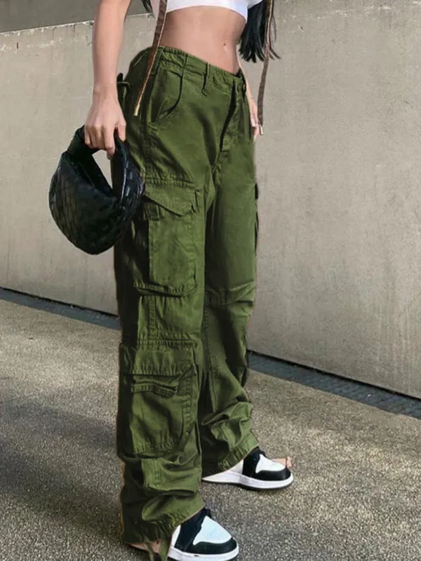 Molly Women's Straight High Waist Loose Wide Leg Retro Daddy Cargo Pants