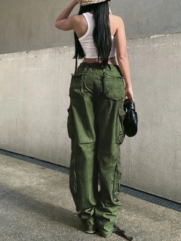 Molly Women's Straight High Waist Loose Wide Leg Retro Daddy Cargo Pants