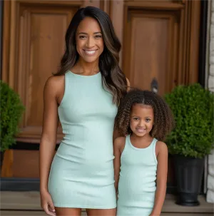 Mom and Daughter Matching Bodycon Sleeveless Rib-knit Dress
