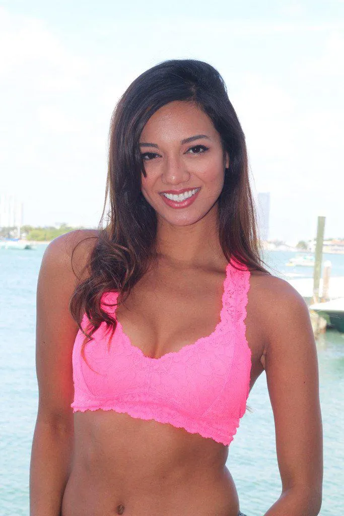 Neon Pink Lace Bralette