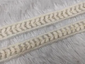 Off White Embellished Thread Trim