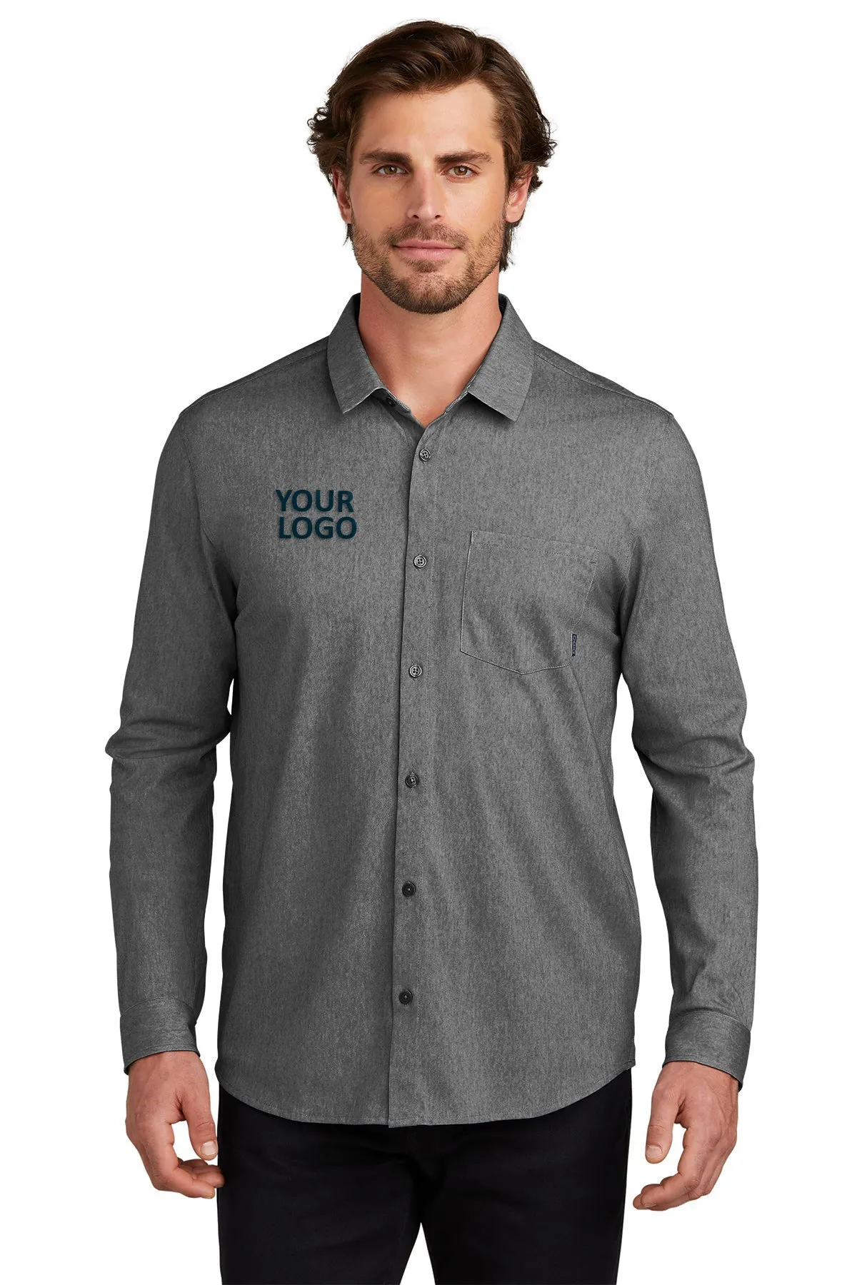 OGIO Extend Customzied Button Downs, Blacktop Heather