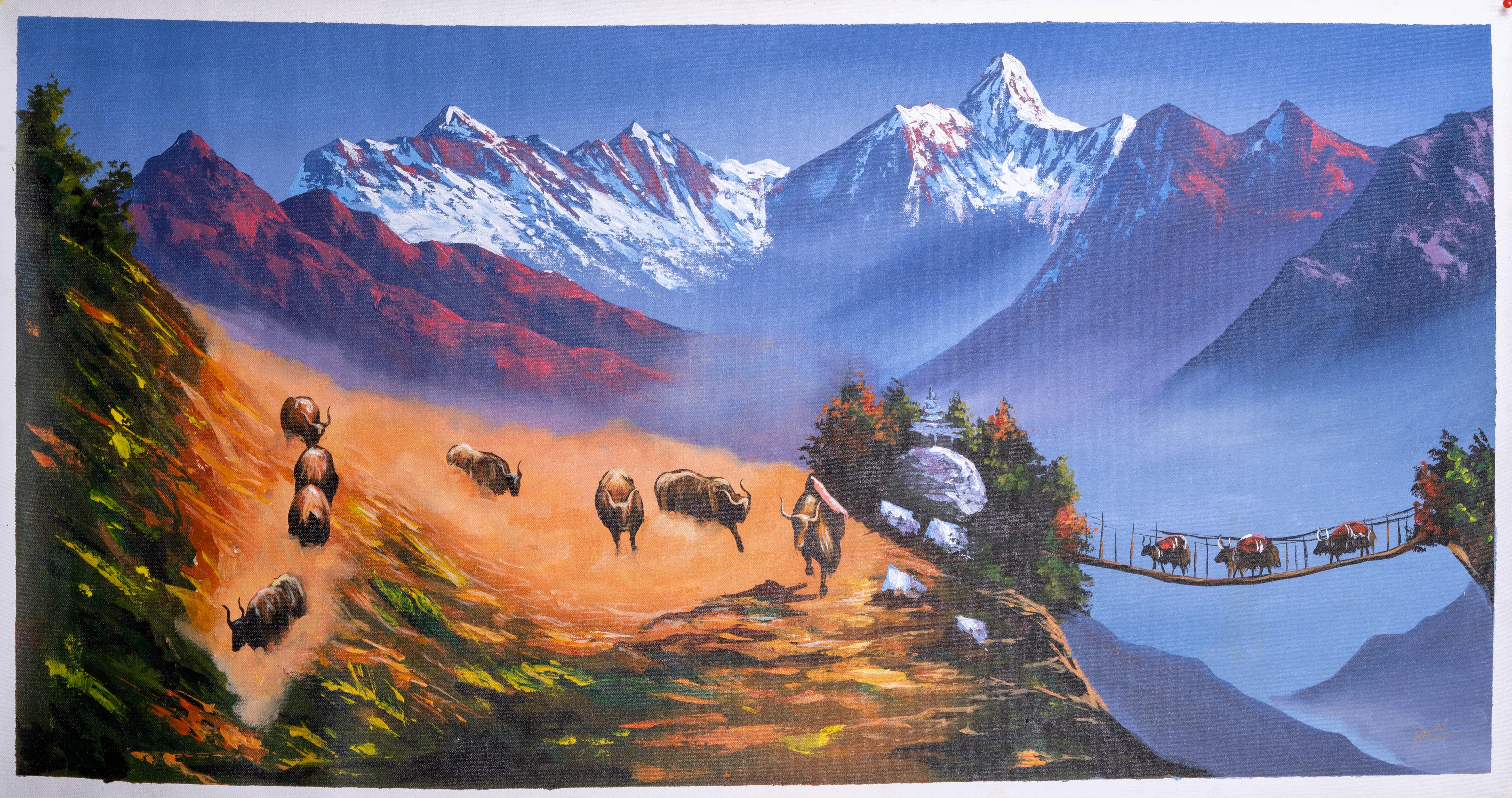 Oil painting of Mount Everest