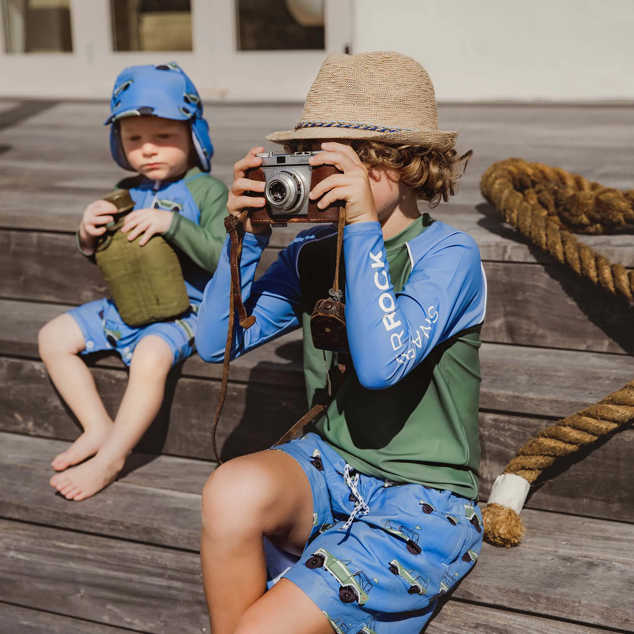 Olive Blue Sleeve LS Rash Top