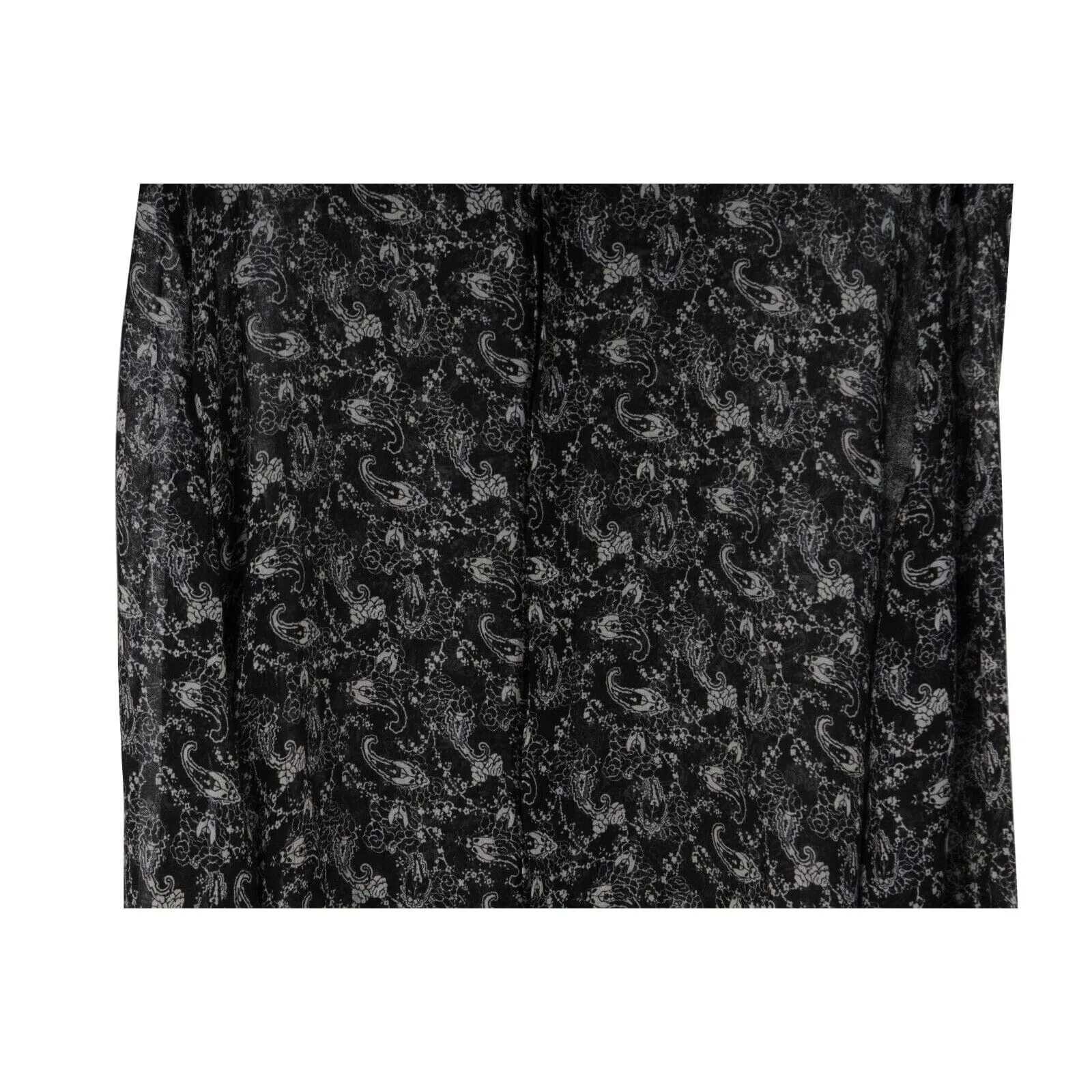 Paisley Button Down Shirt Black White Wool Long