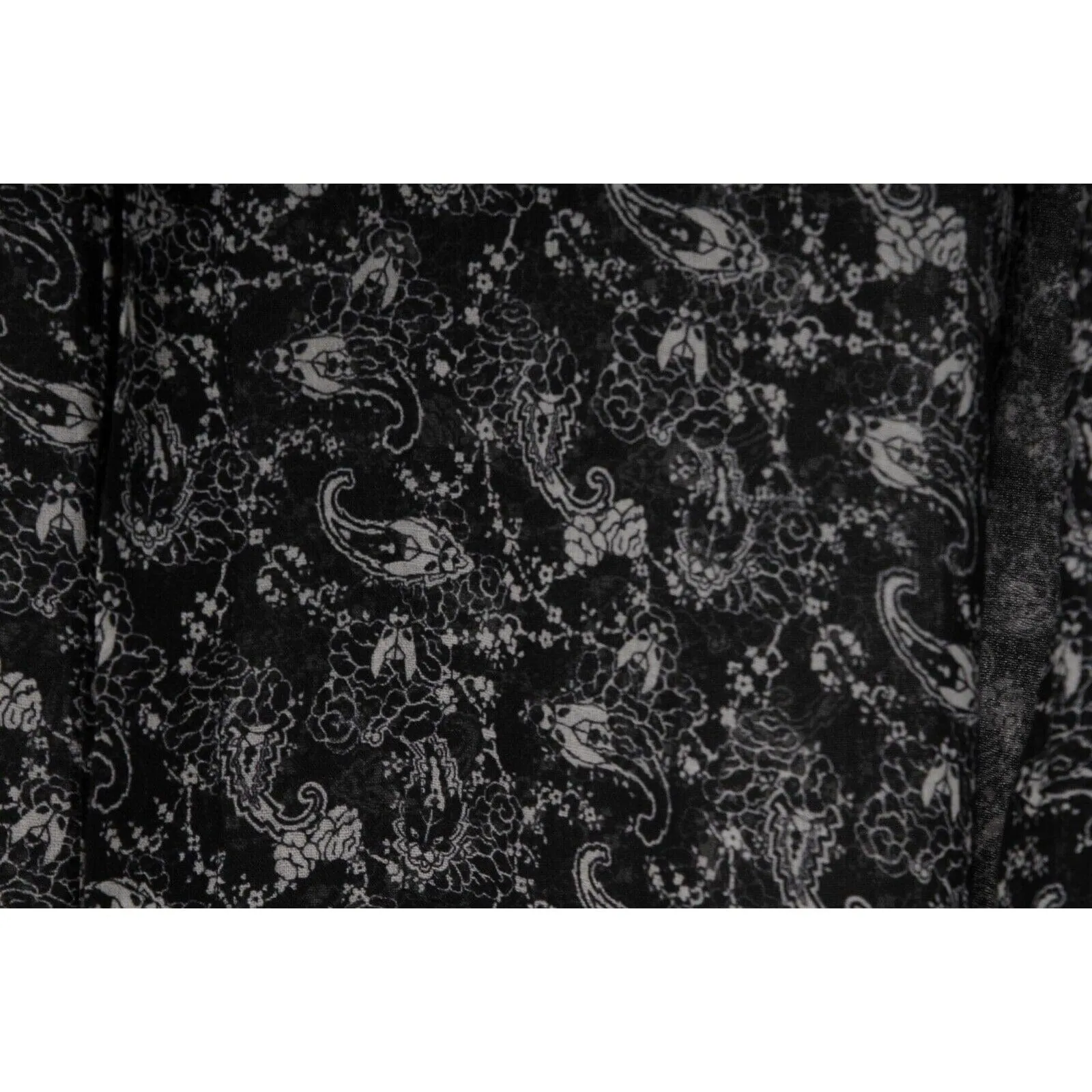 Paisley Button Down Shirt Black White Wool Long