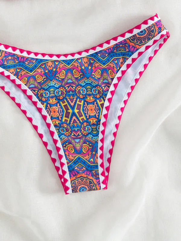 Paisley Print 2 Piece Swimwear - Wireless Backless Top & Bikini