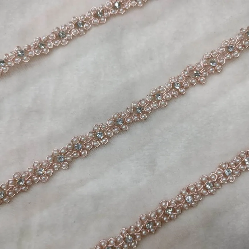Peach Embellished Handwork Trim (Wholesale)