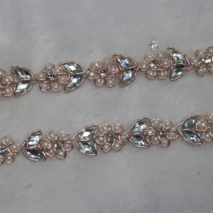 Pearl White Stone Work Embellished Handwork Trim (Wholesale)