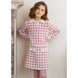 Pink Houndstooth Knit Set