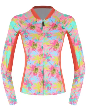 Pink Palm Womens Rash Guard