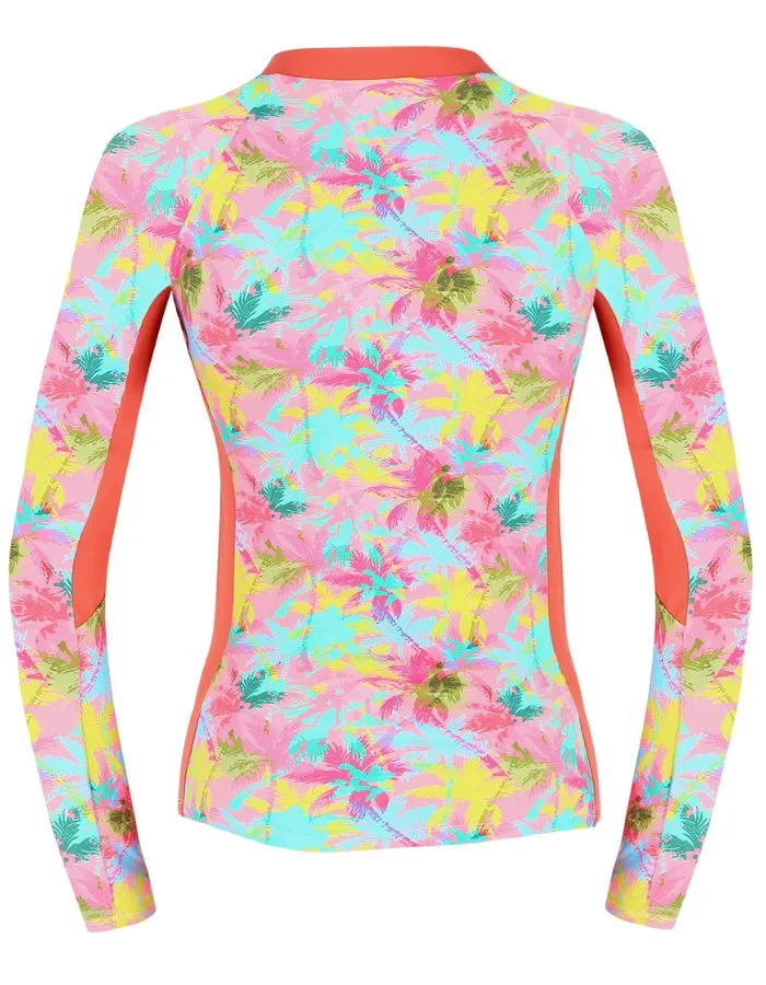 Pink Palm Womens Rash Guard