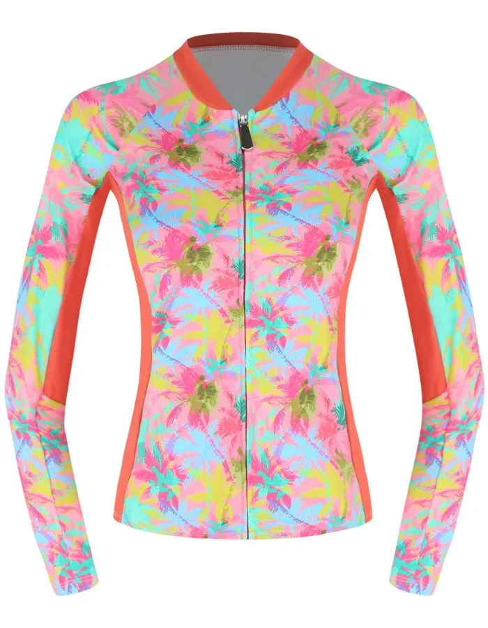 Pink Palm Womens Rash Guard