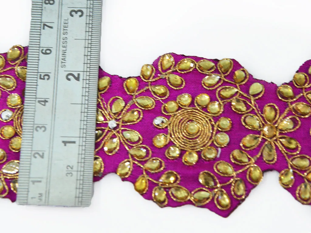 Pink Stone Work Border