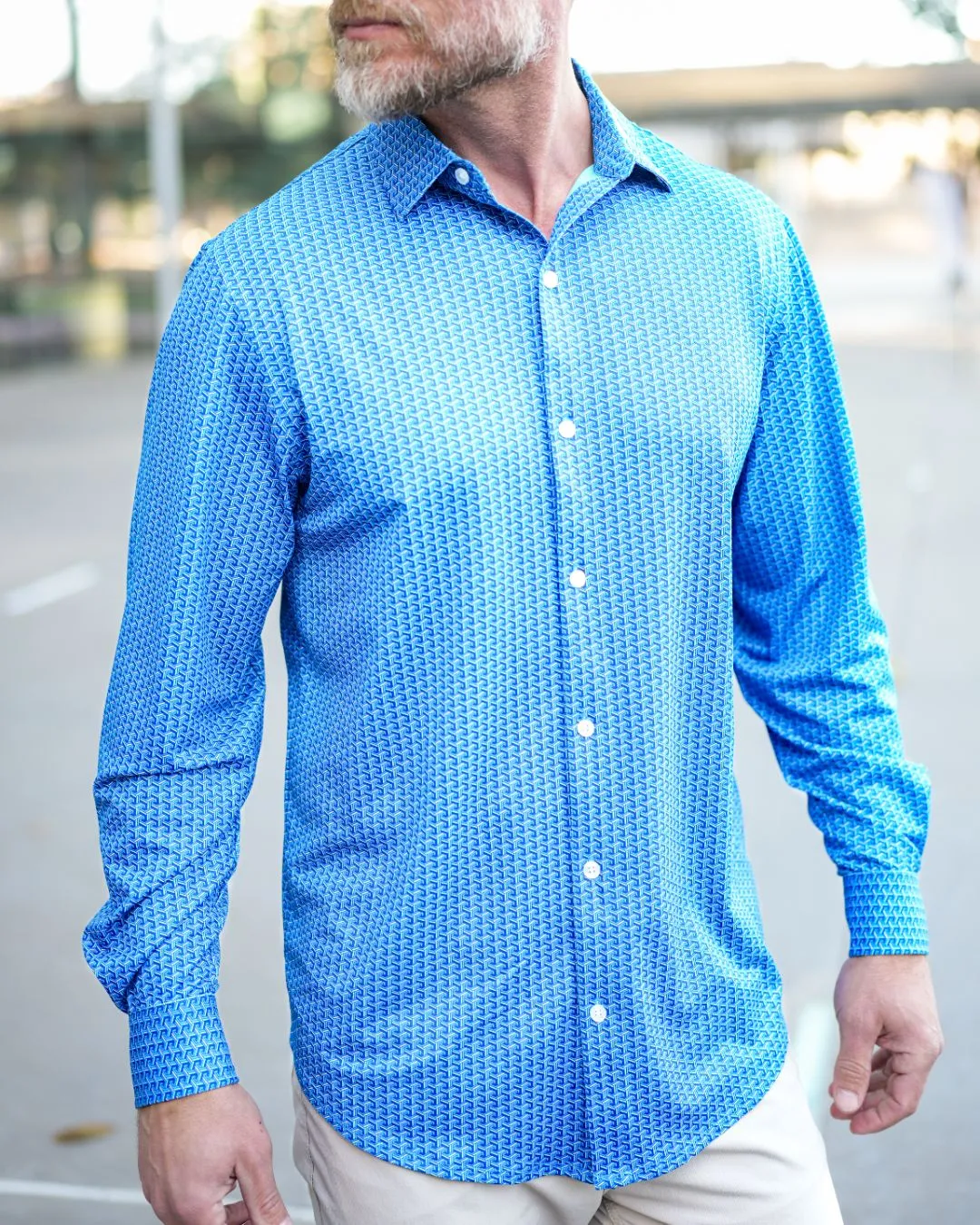 Pique Stretch Button Up Long Sleeves - Final Sale