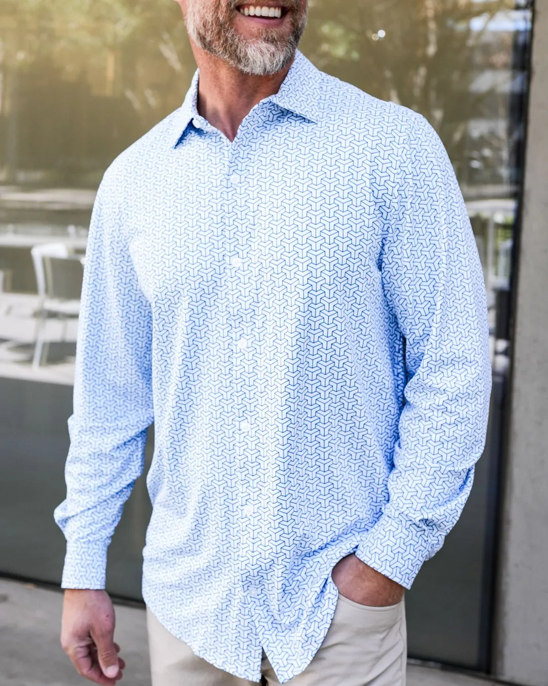 Pique Stretch Button Up Long Sleeves - Final Sale