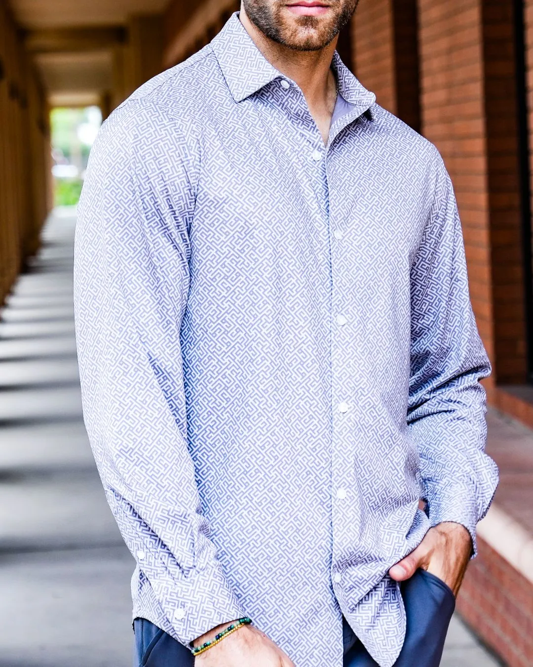 Pique Stretch Button Up Long Sleeves - Final Sale