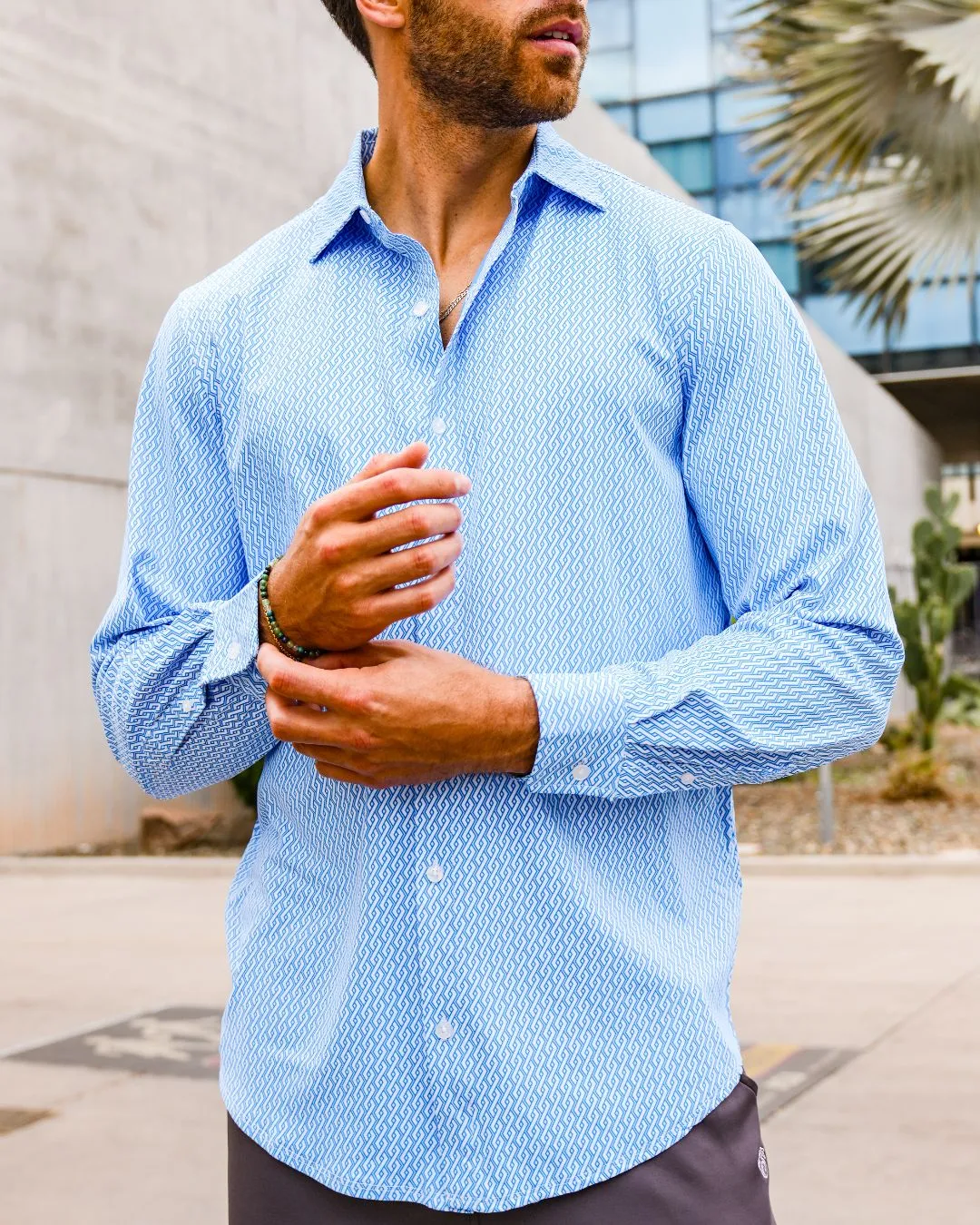 Pique Stretch Button Up Long Sleeves - Final Sale