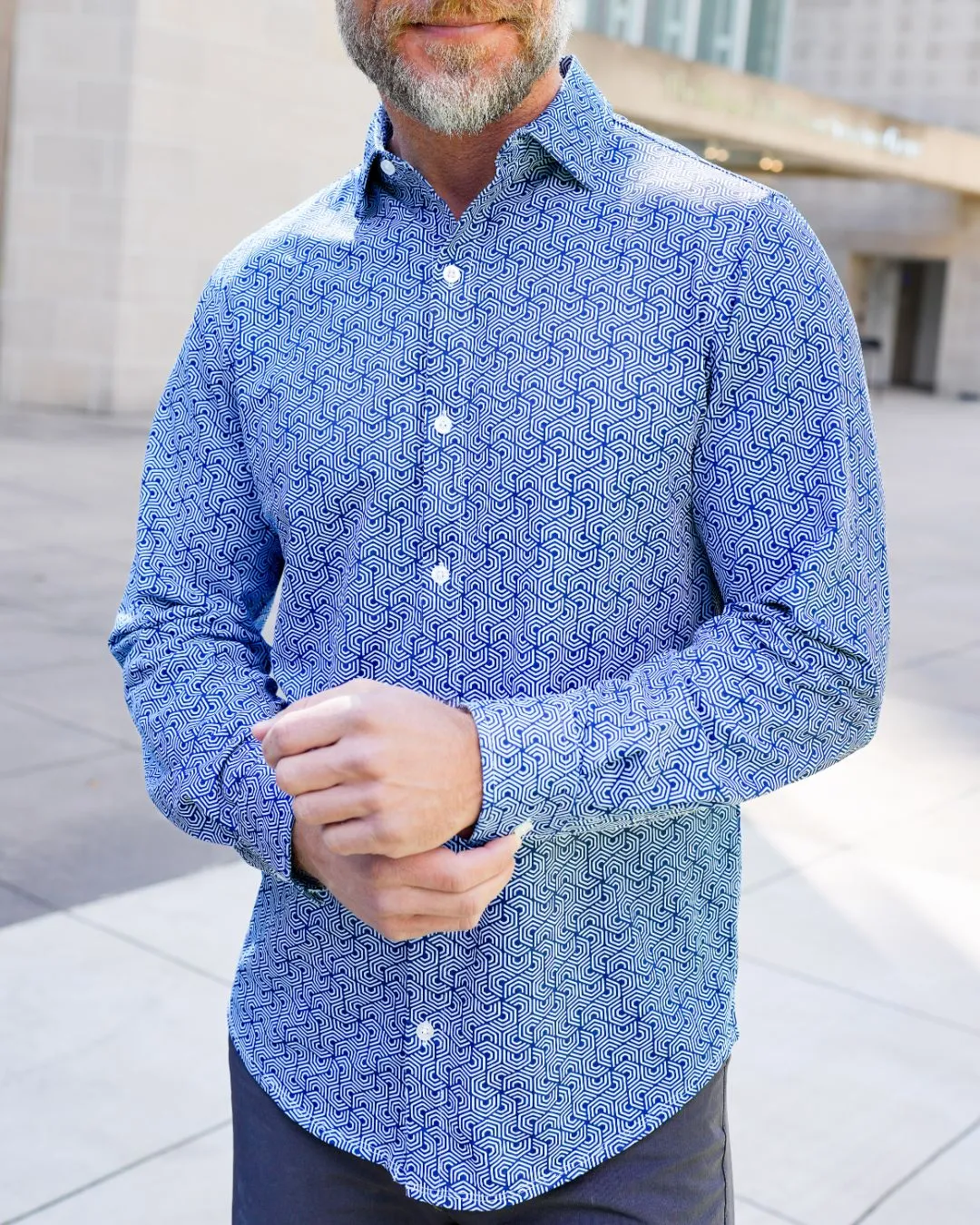 Pique Stretch Button Up Long Sleeves - Final Sale