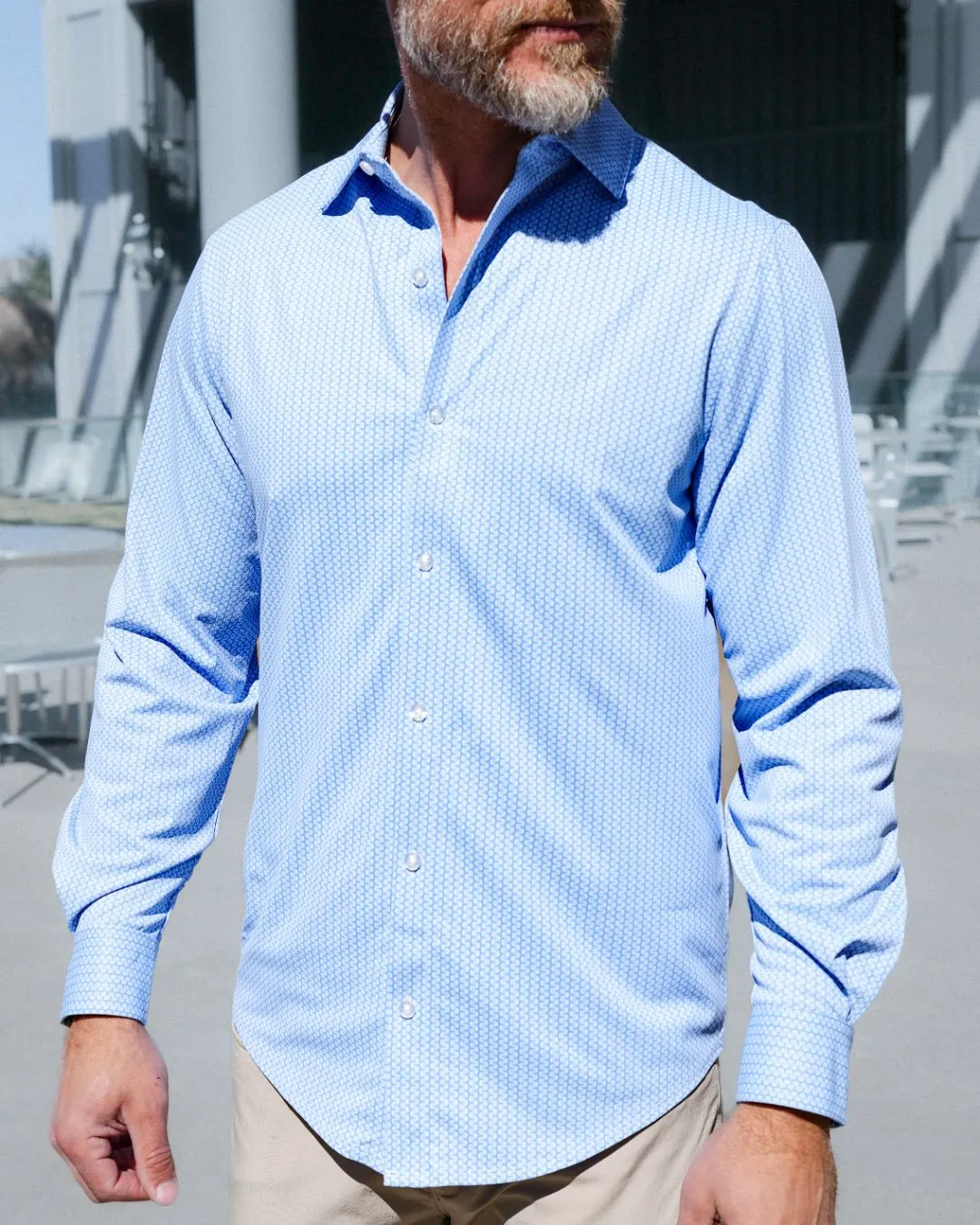 Pique Stretch Button Up Long Sleeves - Final Sale