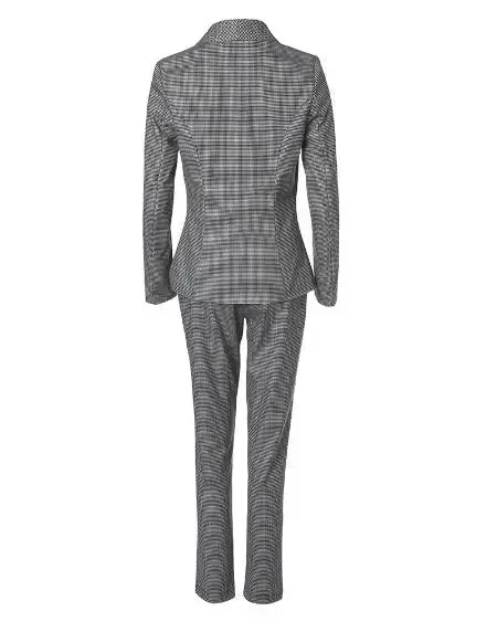 Plaid Blazer & Drawstring Pants Combo