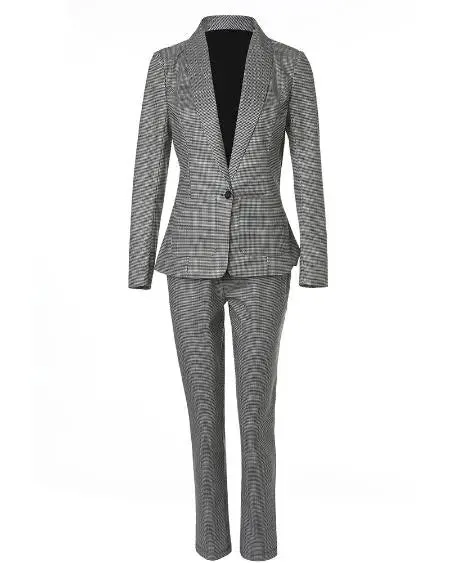 Plaid Blazer & Drawstring Pants Combo