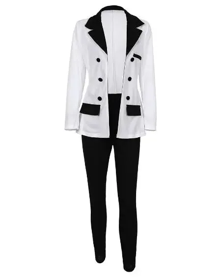 Plain Pants & Double Breasted Blazer Set
