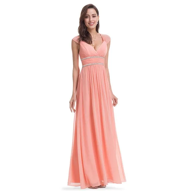 Plus Size Bridesmaid Dresses 2020 Elegant Cheap Chiffon Party Gowns Beading Empire Hollow Out Formal Party Dresses for Wedding