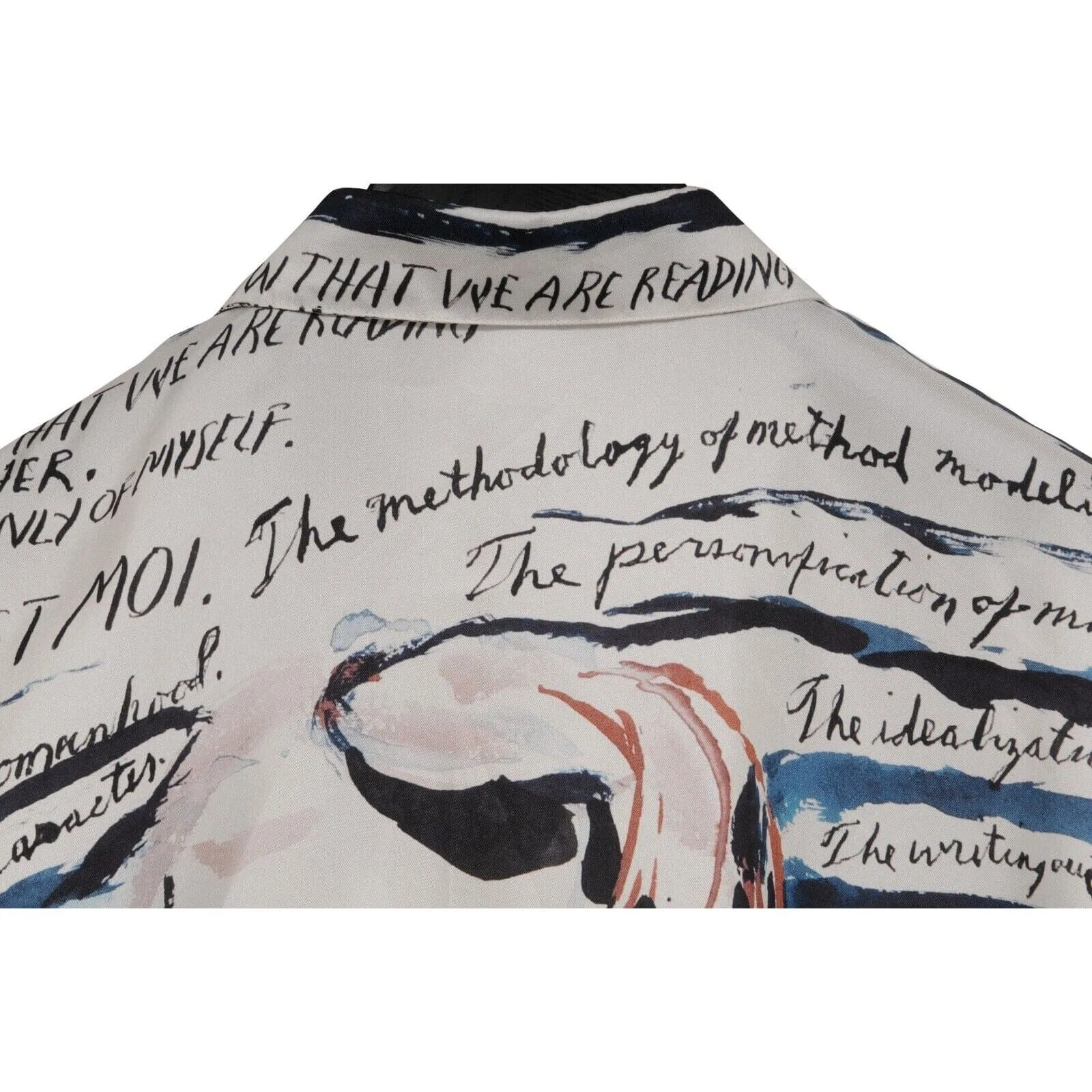 Raymond Pettibon Mona Lisa  Bowling Shirt Medium IT 41 White Silk Button