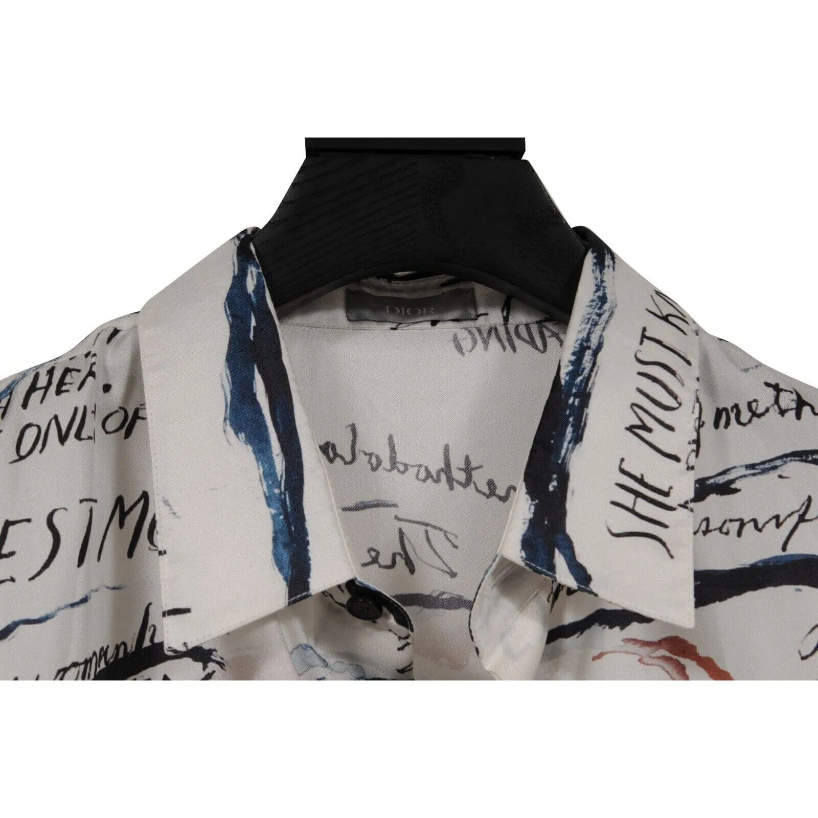 Raymond Pettibon Mona Lisa  Bowling Shirt Medium IT 41 White Silk Button