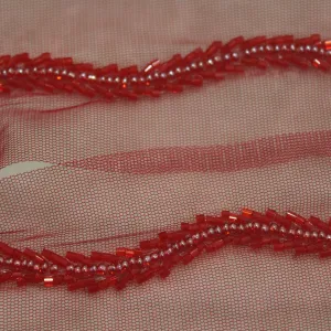 Red Embellished Handwork Trim (Wholesale)