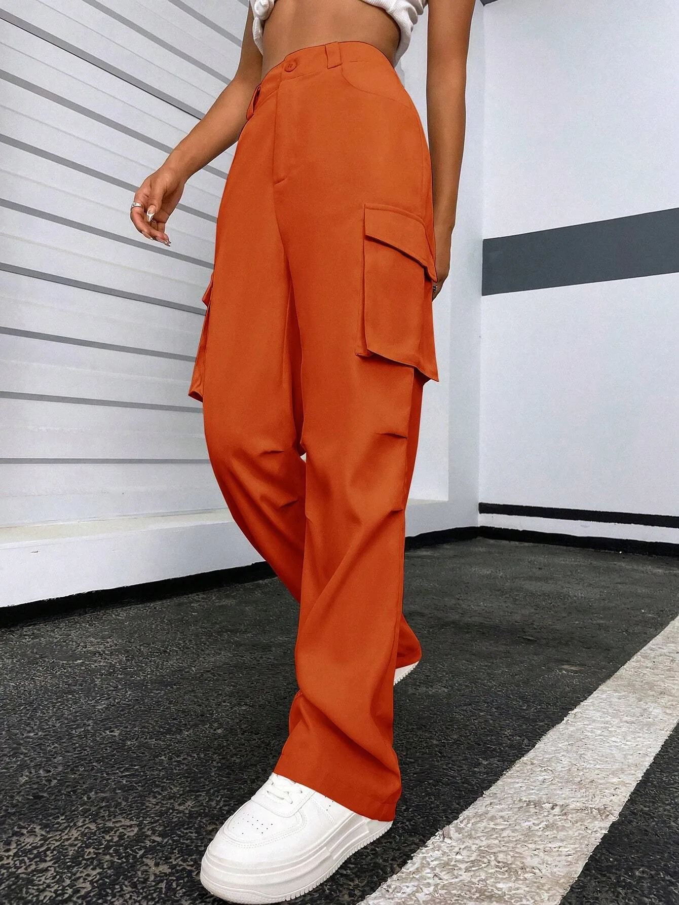 Regular Fit High Waist Cargo Pants