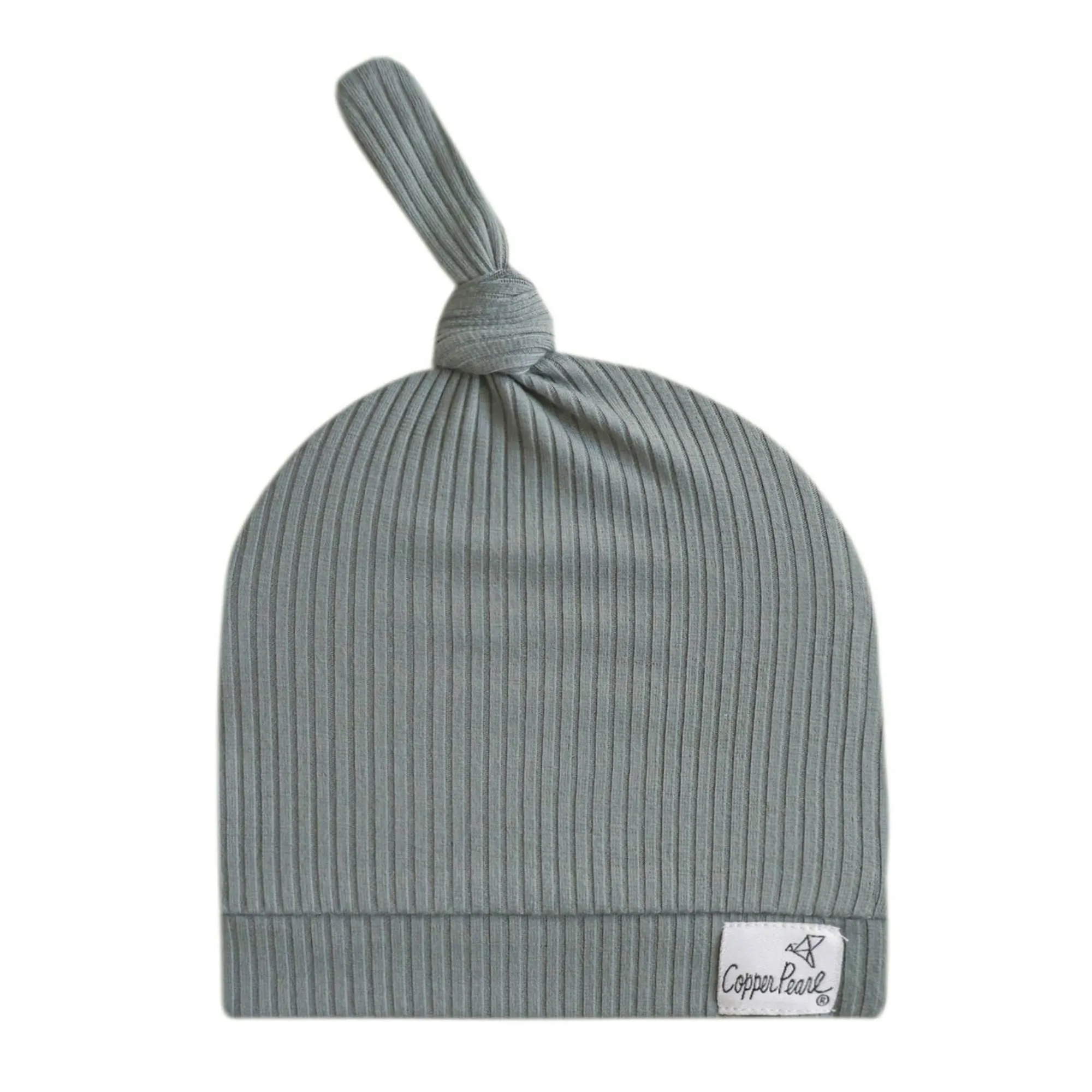 Rib Knit Top Knot Hat - 6-18M