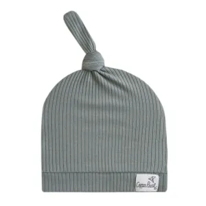 Rib Knit Top Knot Hat - 6-18M