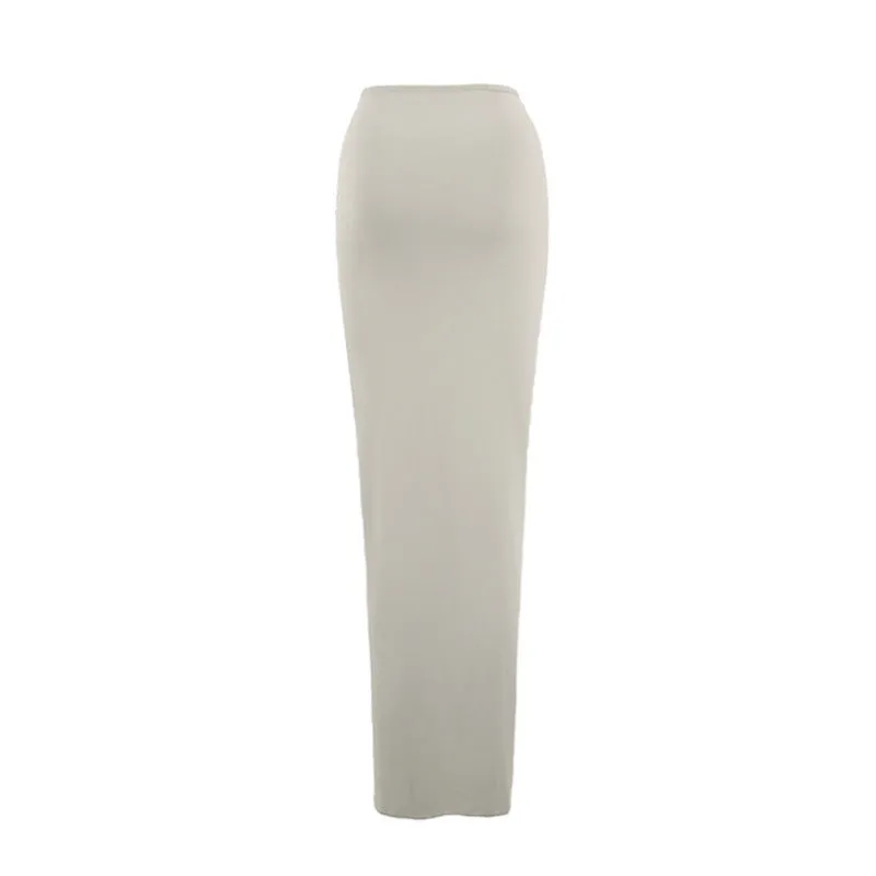 Ruched 3-D Flower Slit Maxi Skirt