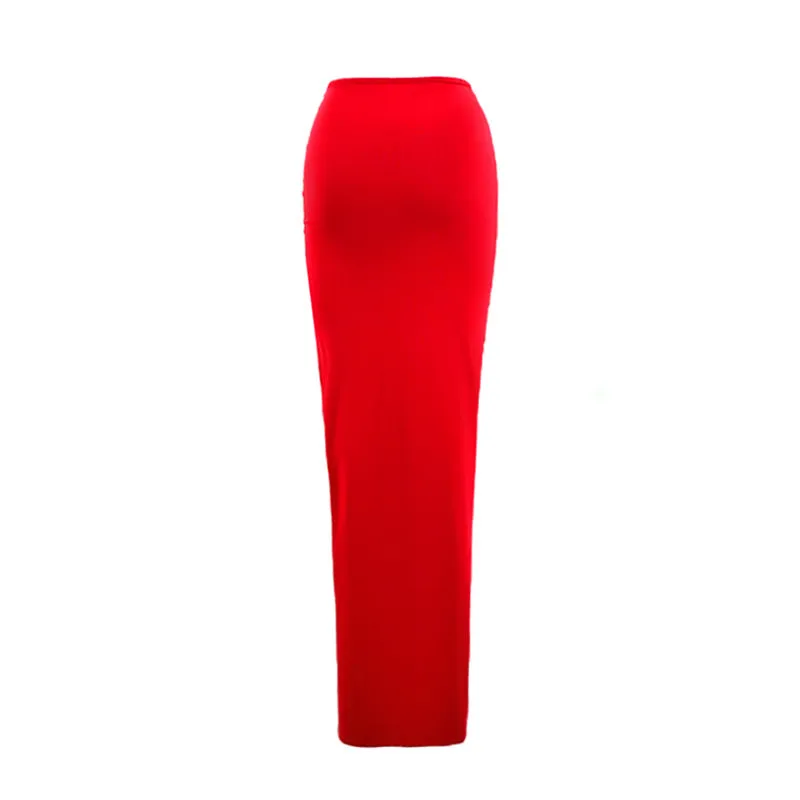 Ruched 3-D Flower Slit Maxi Skirt