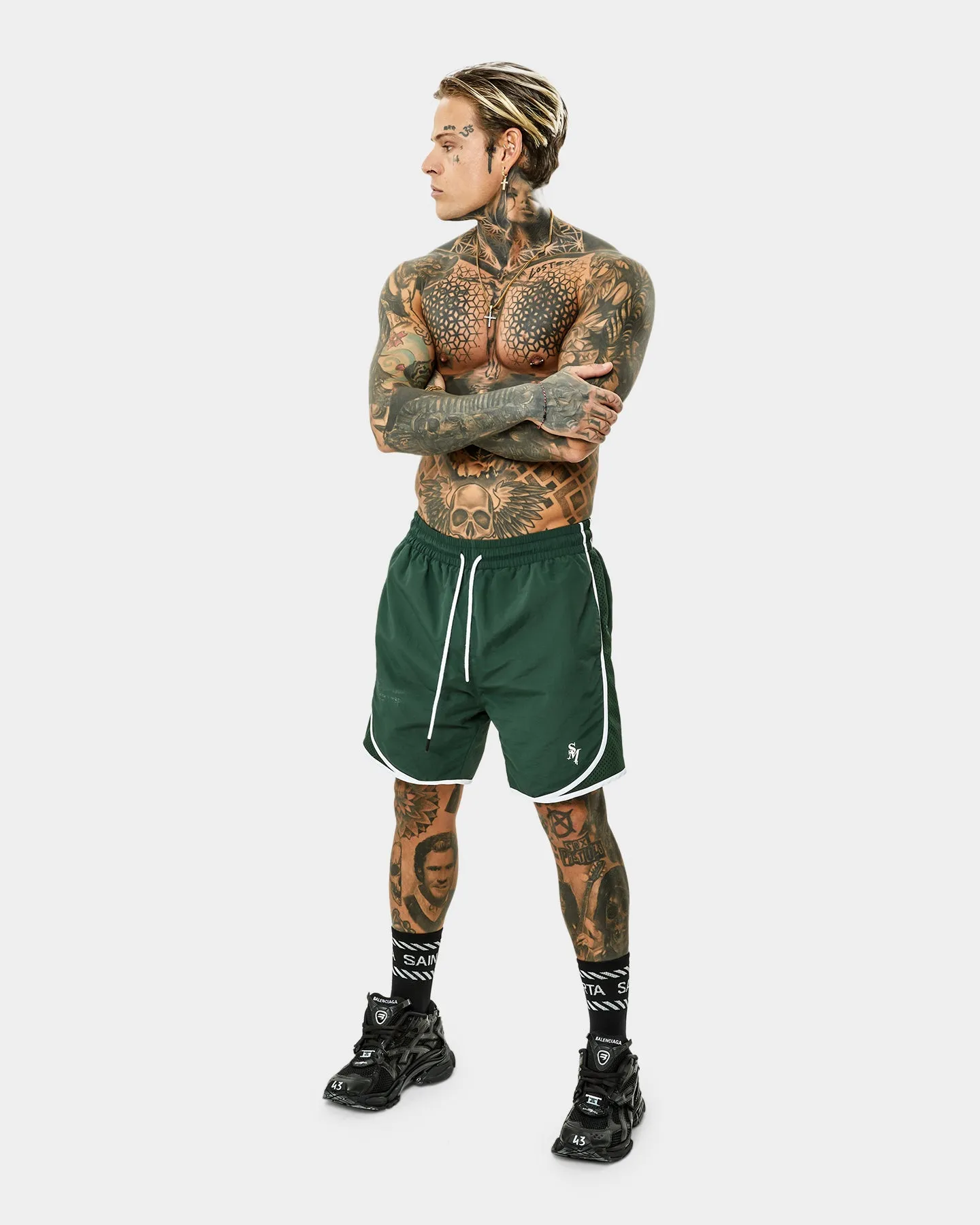 Saint Morta Icarus Vintage Running Shorts Dark Green