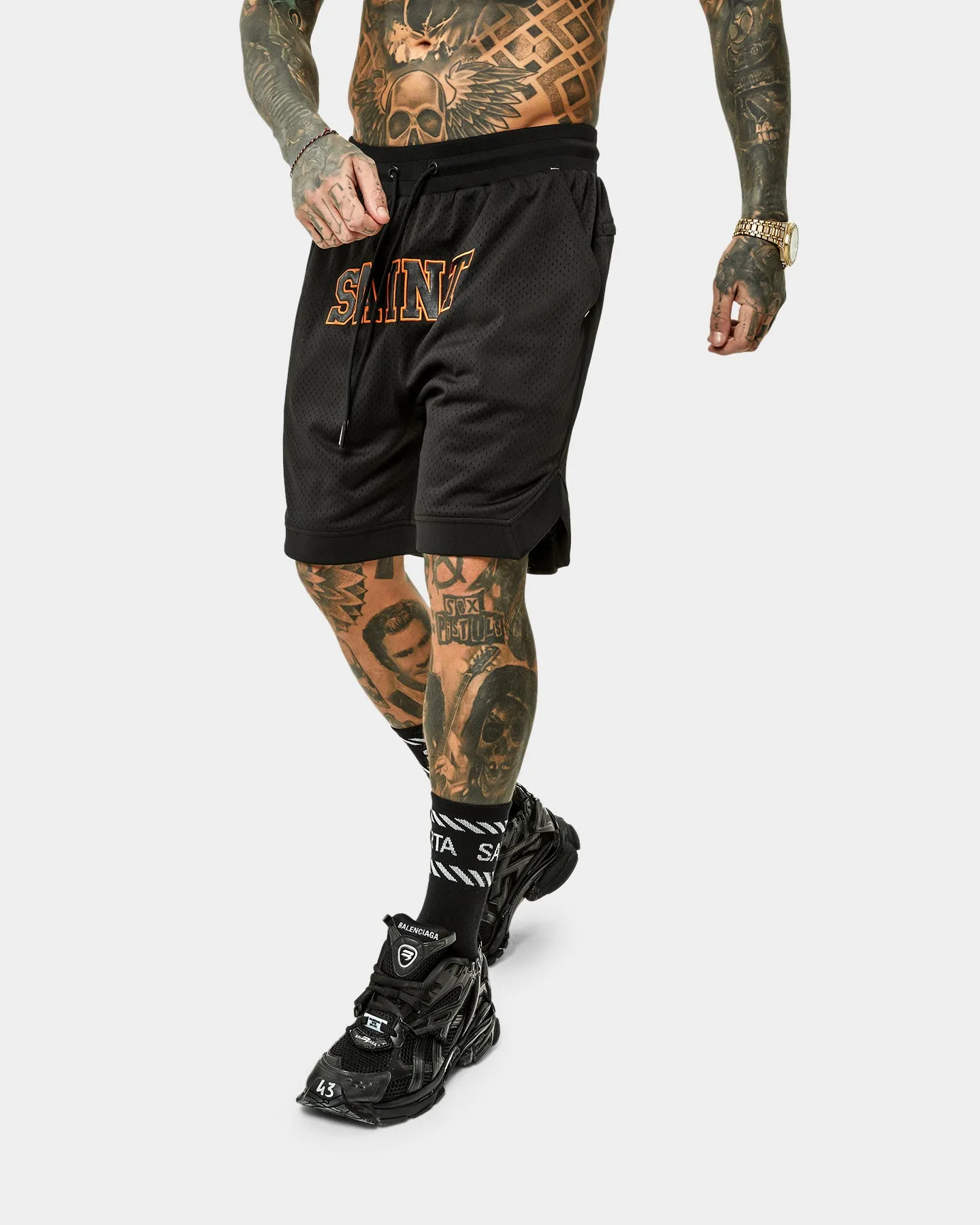 Saint Morta Workshop Basketball Shorts Black/Orange