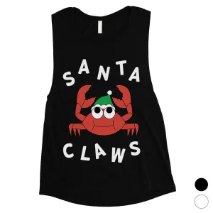 Santa Claws Crab Womens Muscle Shirt